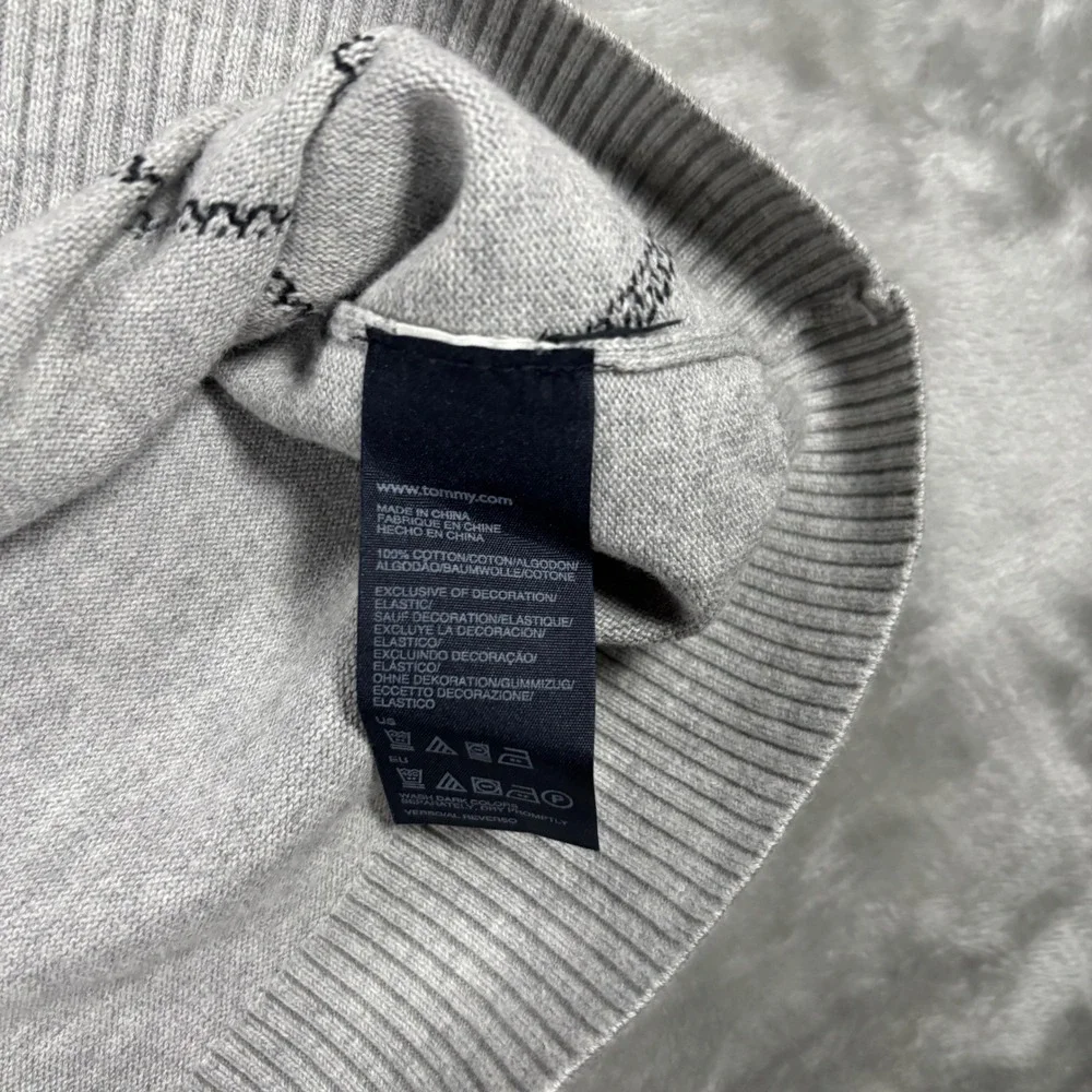 Tommy Hilfiger Mens XXL Gray Argyle V-Neck Cotton Knit Sweater Vest Sleeveless